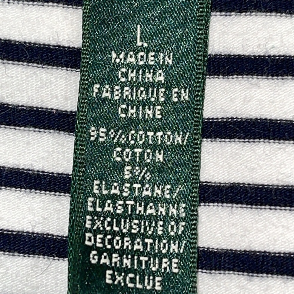 COPY - LAUREN RALPH LAUREN Blue Striped T Shirt Logo Chest Sz. L - Picture 12 of 16